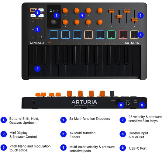 Arturia MiniLab 3 25 Slim-key Midi keyboard