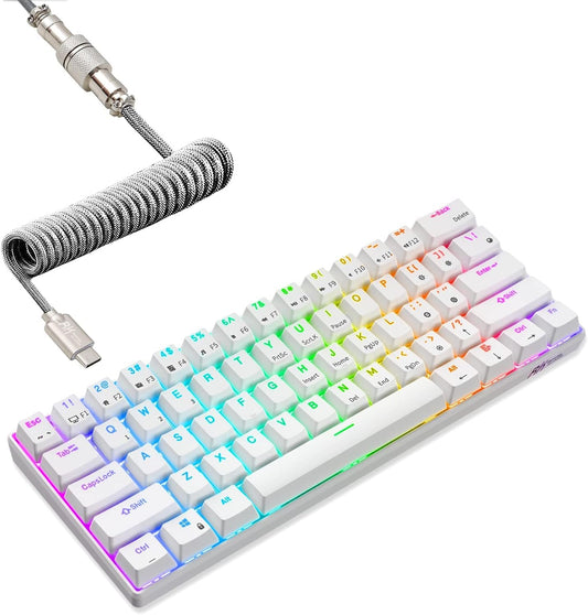 RK ROYAL KLUDGE RK61 60% Mechanical Keyboard with Coiled Cable